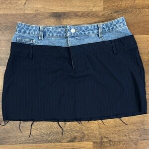 Fashion Nova Two-Tone Denim and Black Mini Skirt